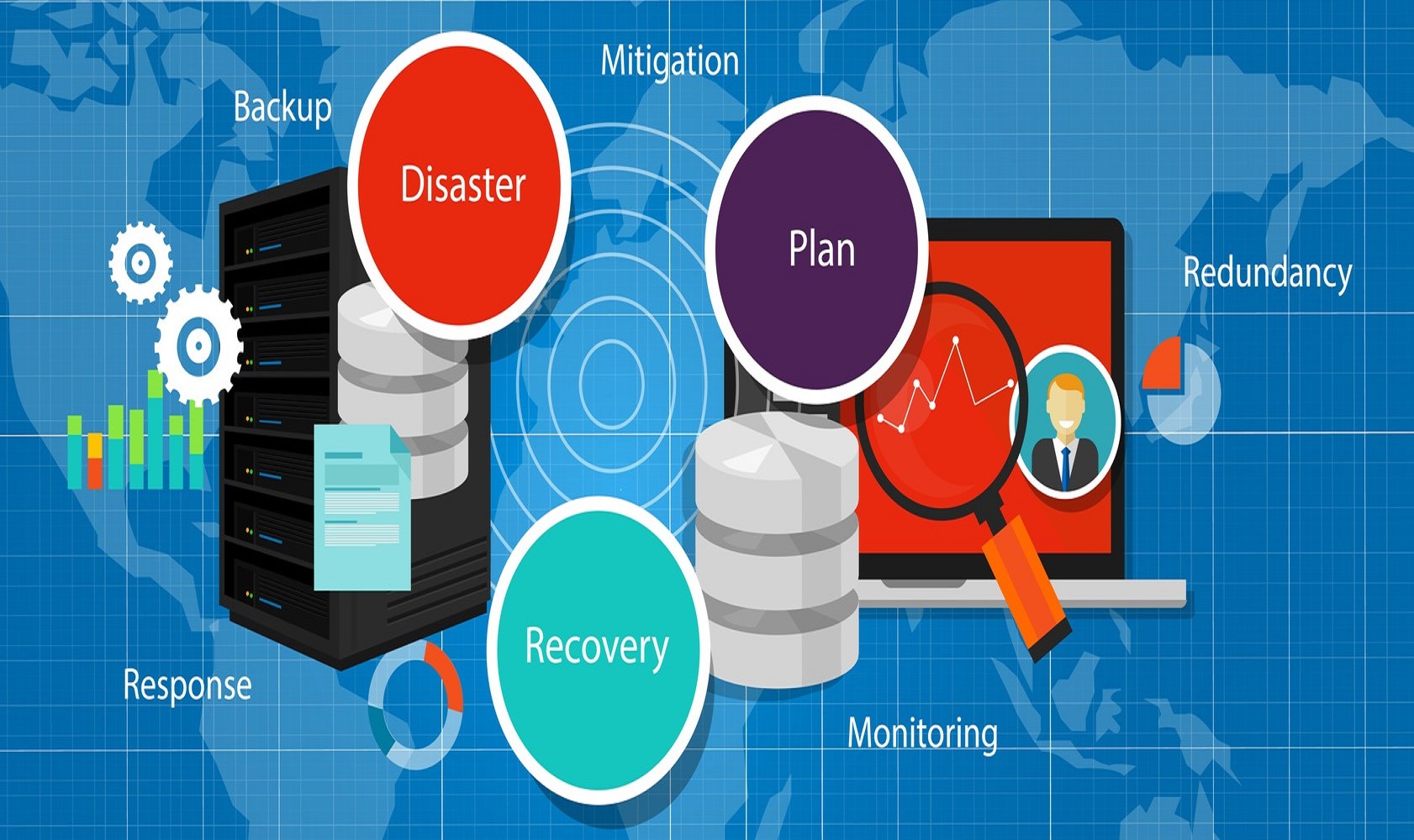 drp disaster recovery plan crisis strategy backup redundancy management vector